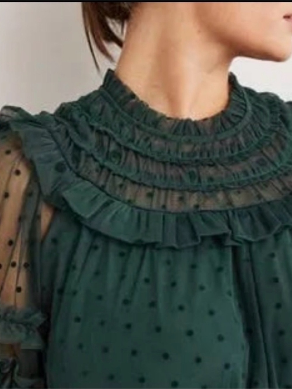 Boden Hotch Potch Tulle Ruffle Midi Dress Onyx Green 6 - Picture 3 of 6